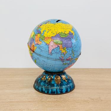 Vintage Tin Litho Toy World Globe Bank by The Ohio Art Company 