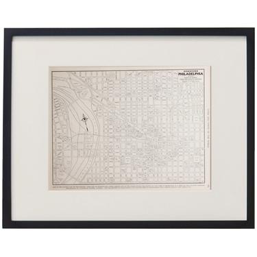 Vintage Framed City Map, Philadelphia