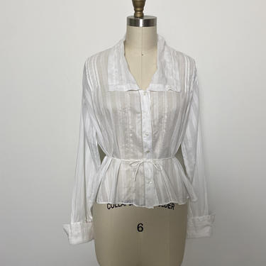 Antique 1910s Blouse Sheer White Cotton 
