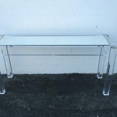 Hollywood Regency Lucite Long Narrow Library TV Console Table 2599