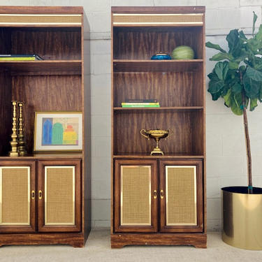 Faux Wood Laminate with Cane Cabinet Bookcase 