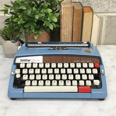 Vintage Typewriter Retro 1960s Brother + Opus 889 + Automatic Repeat Spacer + Portable Typing Machine + Carrying Case + Home + Office Decor 