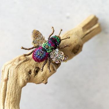 Embroidered Rainbow Bee Pin