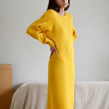 ports international ribbed knit wool marigold yellow midi sweater dress 