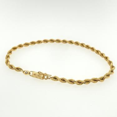 Oroamerica OR 14k Yellow Gold Rope Chain Bracelet Locking Barrel Clasp Diamond 