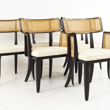 Edward Wormley for Dunbar Mid Century Cane Back Dining Chairs - Set of 6 - mcm 