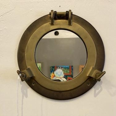 Vintage Mini Ships Porthole Mirror -Brass