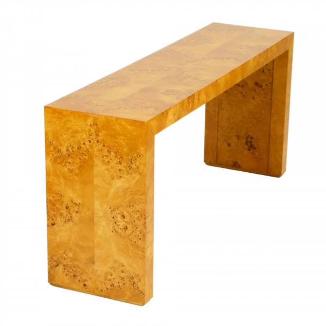 Burl Wood Console Table From City Issue, Burl Wood Console Table Gold