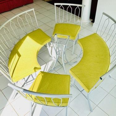 Vintage Modern Salterini Style Round Settee and Chair and Table Base - Set of 5 