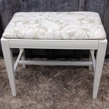 Pretty vintage bench - new fabric, new paint! $49