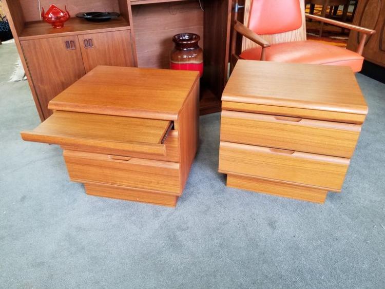 Pair of Danish Modern teak nightstands