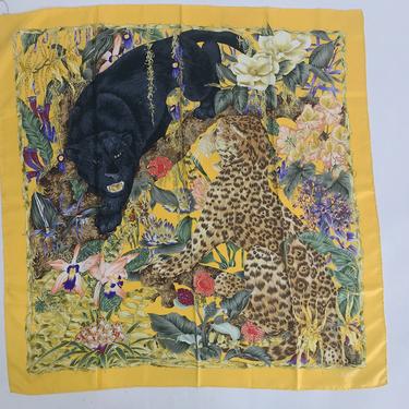Gucci Orchid Jungle with Big Cats Silk Scarf 34&quot; x 34