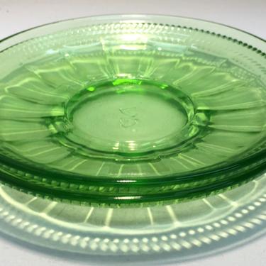 Clear Green Depression Glass Saucers (2pc) by JoyfulHeartReclaimed