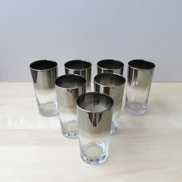 silver fade tom collins high ball glasses - set of seven tall glasses 