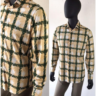 Vtg 70s Medici Abstract Button Down Disco Shirt / Retro /  Italian / Size 44 Chest / Large 