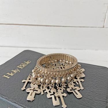 Vintage Cross Charm Dangle Bracelet // Vintage Sunday Church Bracelet // Religious Cross Jewelry // Perfect Gift 