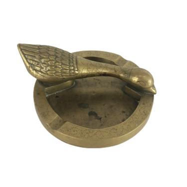 Vintage Solid Brass Goose Ashtray, Brass Bird Trinket Dish, Ring Dish, Smoking Accessory 