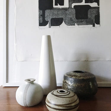 Earthy Angular Weedpot Raku Vase Studio Pottery Signed Art Vintage Mid Century Earth Tones 