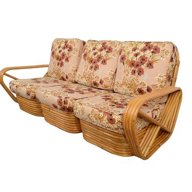 Bamboo and Rattan Modular Sofa made by Frankl Style Pretzel Arms 