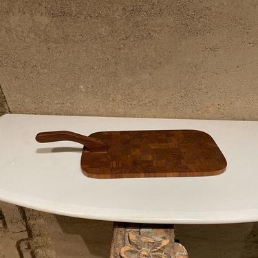 Denmark Staved Teakwood Hostess Serving Tray Cheese Cutting Board 1960s 