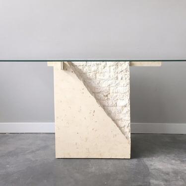 vintage white tessellated stone console table