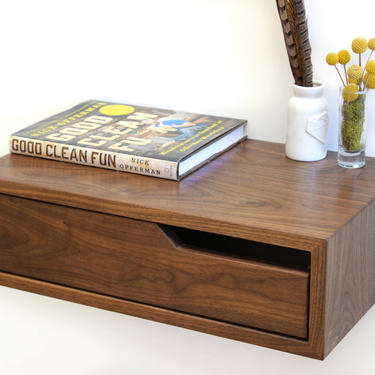 Walnut Hanging Nightstand / Bedside Table by ImagoFurniture