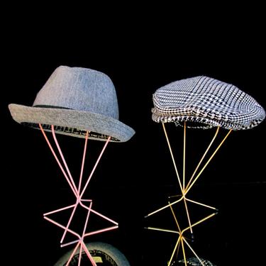 Vintage Metal Wire Hat Stand || Modern Retro Hat/Wig Display || Gold or Pink 