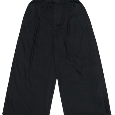 Isabel Marant Etoile - Black Wide Leg Cropped Paperbag Belted Jeans Sz 4