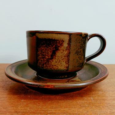 Vintage Iron Mountain Stoneware | Roan Mountain | Flat Cup & Saucer | 209 105 | Nancy Patterson Lamb | TN 