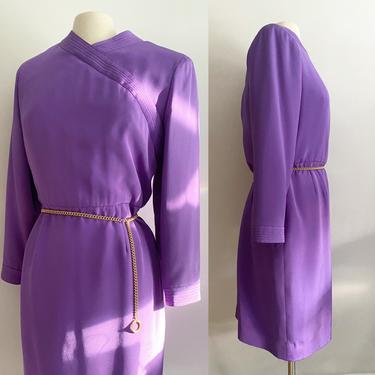 Stanley Platos / Martin Ross Purple Sheath Dress 1980s Large 