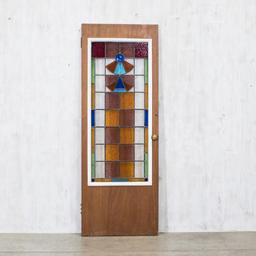 Checkered Stained Glass Door