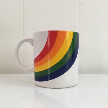 Vintage Rainbow Mug 1980s Made In Korea F.T.D.A. FTDA Coffee Cup Gay Pride Classic 1984 Cheerful Kitsch Kawaii 