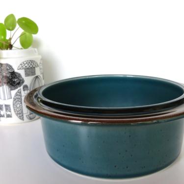 Arabia Finland Meri Round Vegetable Serving Bowl, Blue And Brown Casserole Bowl By Ulla Procope From Finland- 2 Available 