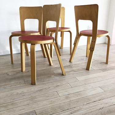 Super Old Alvar Aalto Set of 4 Chair 66 Dining Chairs-SET