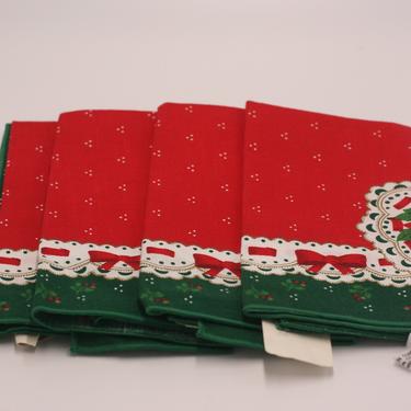 vintage christmas holiday cloth napkins/new old stock/set of four 