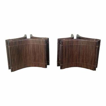 Baker McGuire Organic Modern Brown Rattan Cocktail Table Bases - a Pair