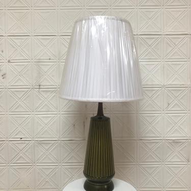 Mid Century Green Ceramic Table Lamp with Shade
