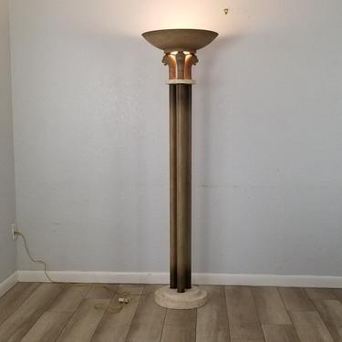 80's Vintage / Neoclassical Style Triple Lion Head Torchiere Floor Lamp . 