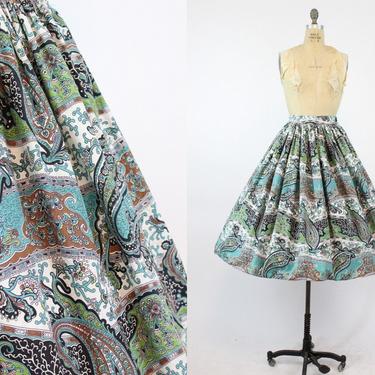 1950s full skirt | paisley print | medium 
