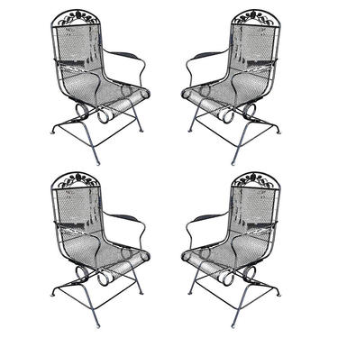Woodard Wrought Iron High Back Gliding Lounge Chair, Set of Four 