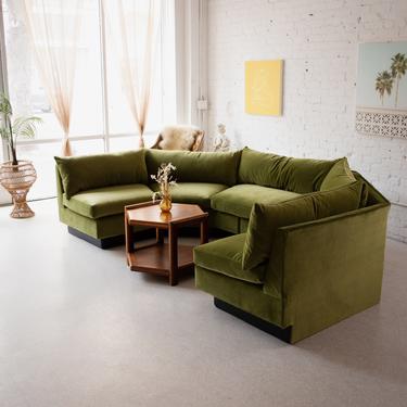 Hexagon Sectional Sofa in Olive Velvet