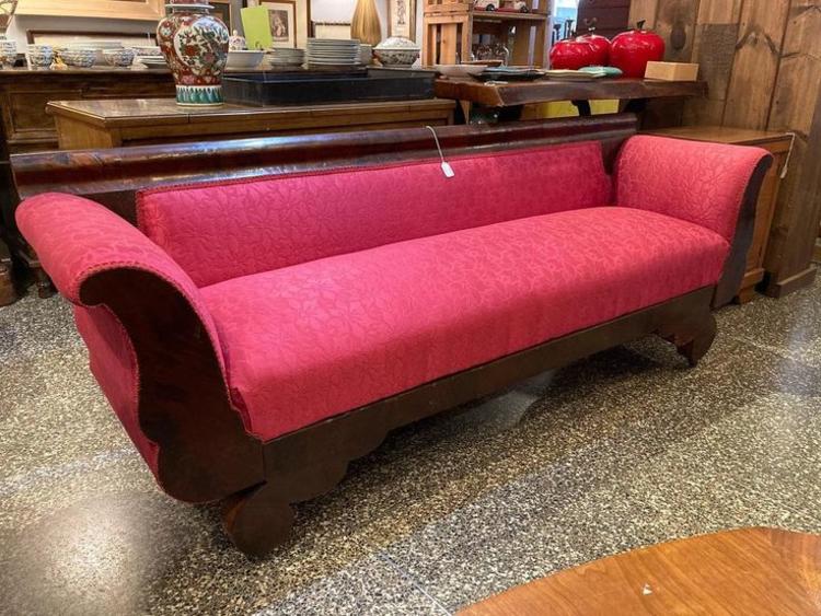 Classical mahogany sofa. 76” x 20.5” x 28.5” Seat height 18”