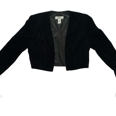 90s Black Velvet Cropped Evening Jacket Cardigan // Cocktail Top // Layering Piece  // Evening Jacket // Patra // Size 10 