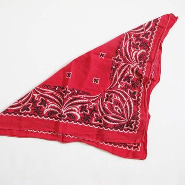 Vintage 50s Red Bandana - 1950s Wash Fast Colors Western Bandana Kerchief - Turkey Paisley Cowboy Bandana - Soft Worn In 