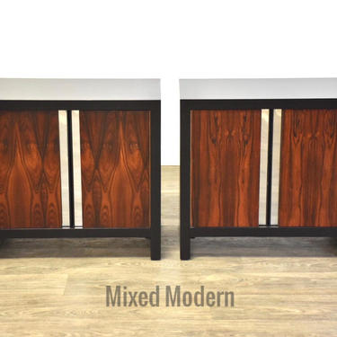 Rosewood &amp; Chrome Nightstands- a Pair 
