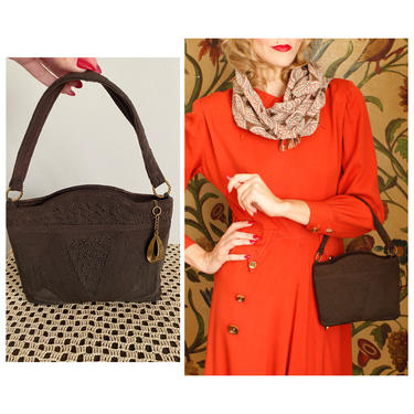 1940s Purse // Cordé Dark Brown Purse // vintage 40s purse 