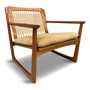 Hans Olsen Teak and Cane Lounge Chair for Juul Kristensen Mid-Century