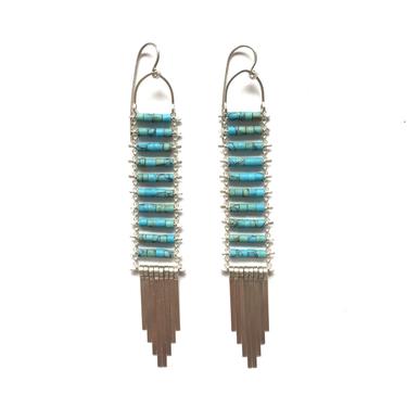 Classic Turquoise and Silver Ladder Earrings