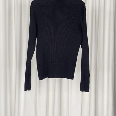 Vintage Black Mock Ribbed Neck Sweater