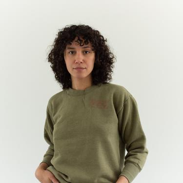 Vintage French Faded Olive Green Crew Sweatshirt | Cozy Fleece | 70s Made in France | FS028 | S M | 